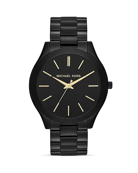 michael kors women's slim runway black watch|michael kors black chronograph watch.